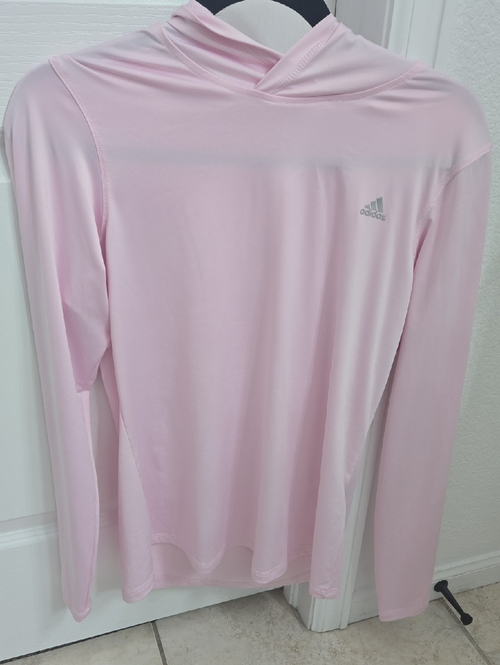 adidas Pastel Pink Long Sleeve Hooded Performance Shirt